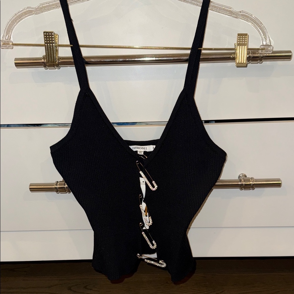 Black Lace-Up Tank Top